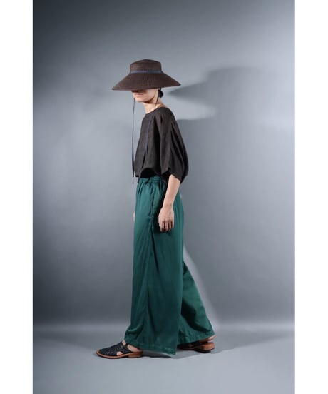 1.Lumo-pants / Organic cotton satin / Lake green