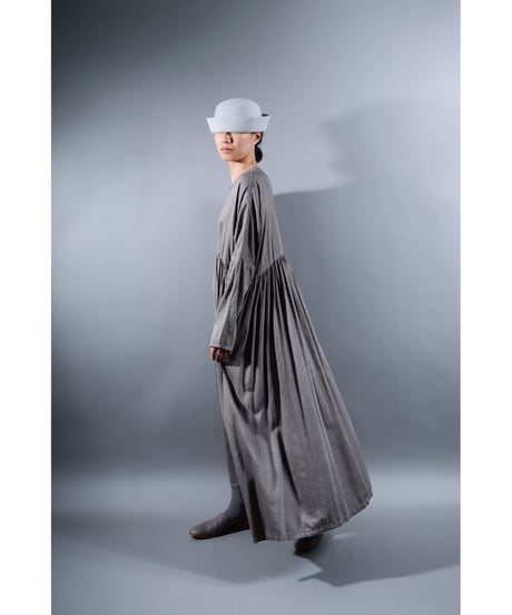 1.Kurteno-dress / Long sleeve / Organic cotton satin / Soft gray