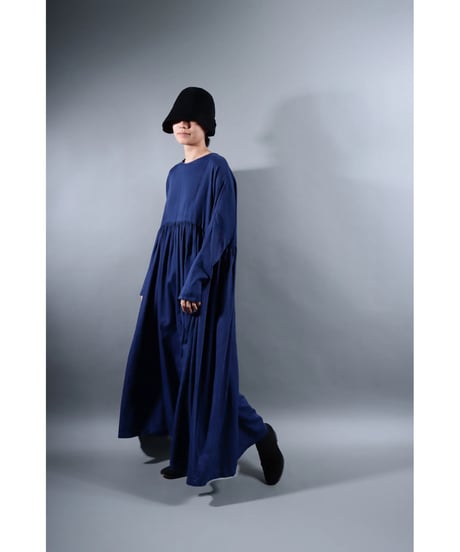5.Kurteno-dress sp/ Long sleeve / Organic cotton satin / Midnight blue
