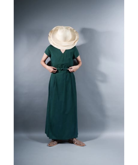 3.Rulo-capsleeve dress / Organic cotton / Ever green
