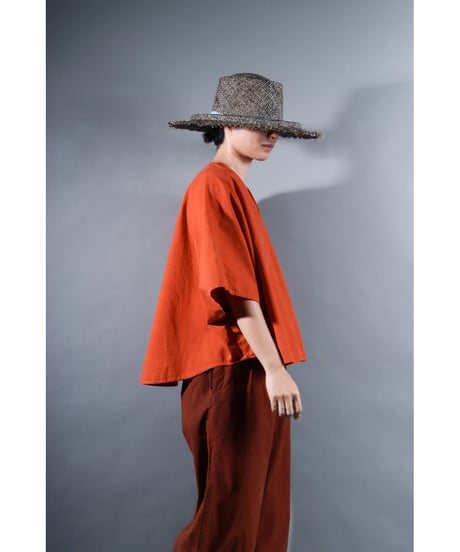 5.Ronda v-neck tops / Organic cotton / Burnt orange