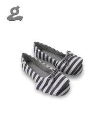 GRAPE / Grey Striped Ballet Flats “Wings Q”