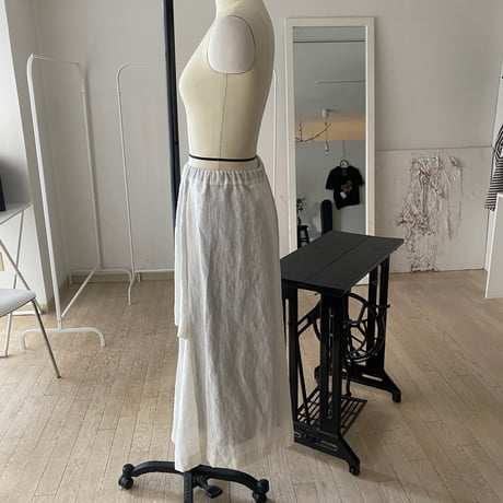 WHITE ramie LINEN "skirt "