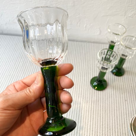森永豊　緑角脚ワイングラス