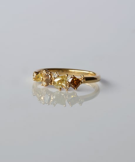 One of kind / Natural Diamond Ring ＜K18YG＞ -R763YG
