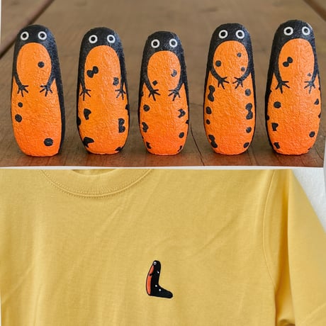 岸本ウラチ シリケンイモリの置物（おまかせ1体）＆刺しゅうTシャツ（イエロー）