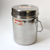 インドのステンレスミルクポット　ビリー缶　キヤンプにも