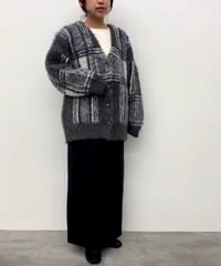 CLOCHE   ビックシャギーチェックニットカーディガン[652-85707]