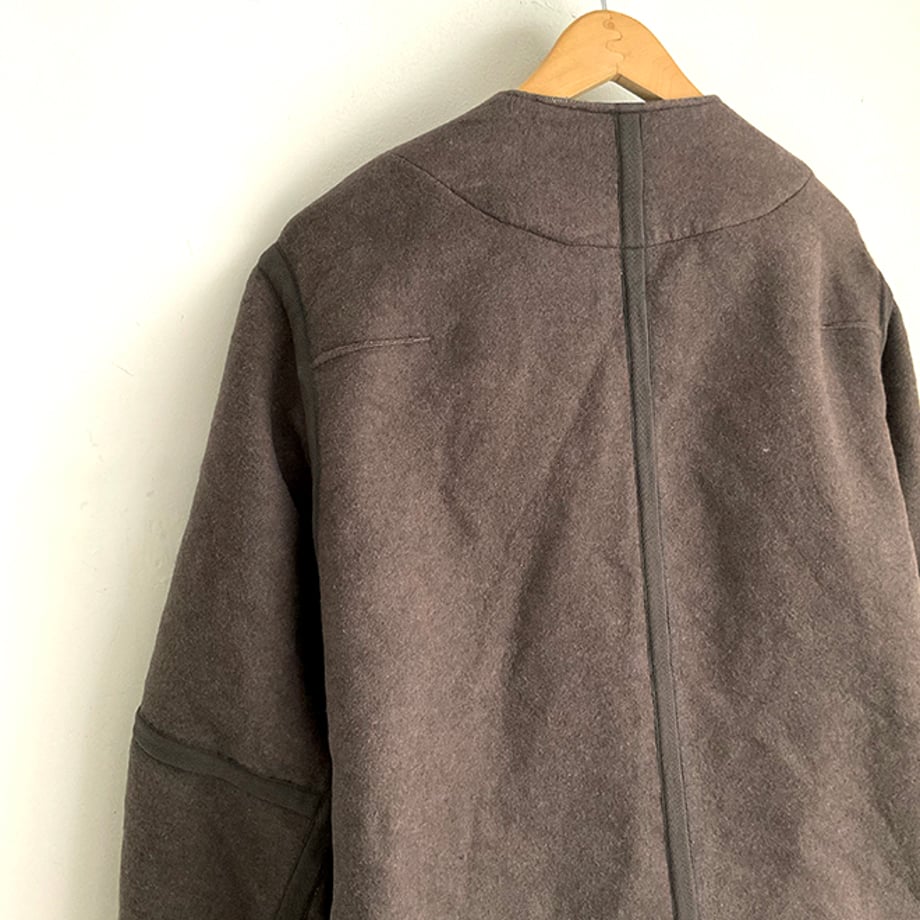 Brushed Cotton Double Cloth / Reversible Seam Taping Collarless Jacket ...