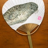 よたか堂（カイズケン）　手描きうちわ「あざらし」　一点もの