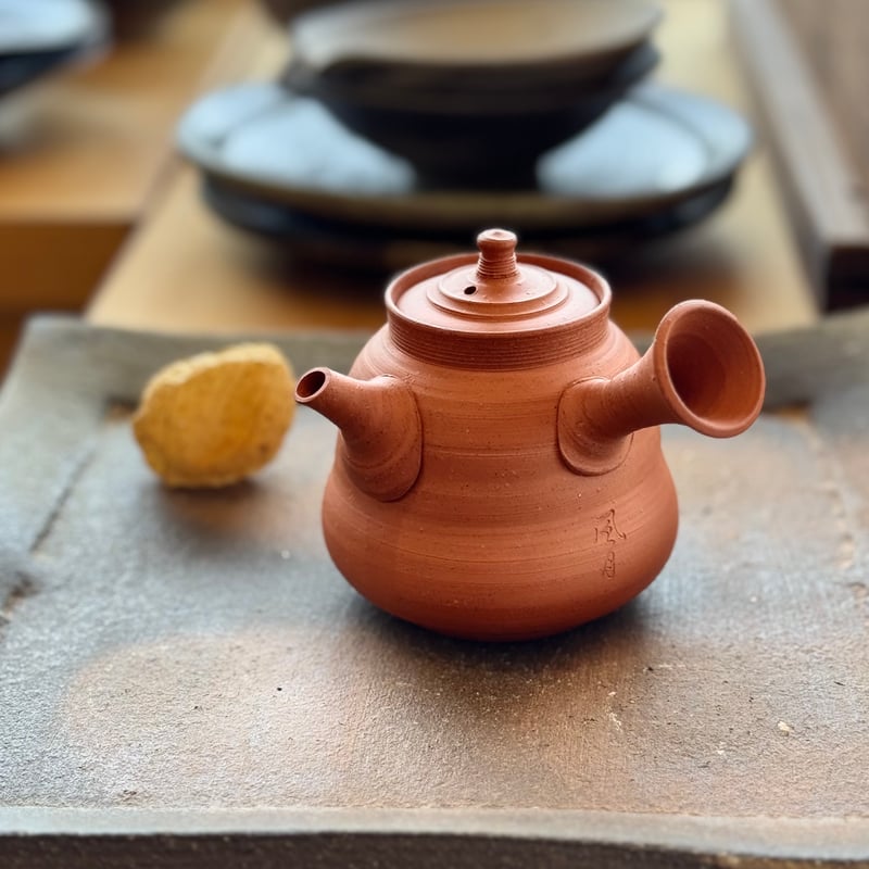 村越風月 Fugetsu Murakoshi 常滑朱泥茶注 梨皮 木箱付 ST1255 | T