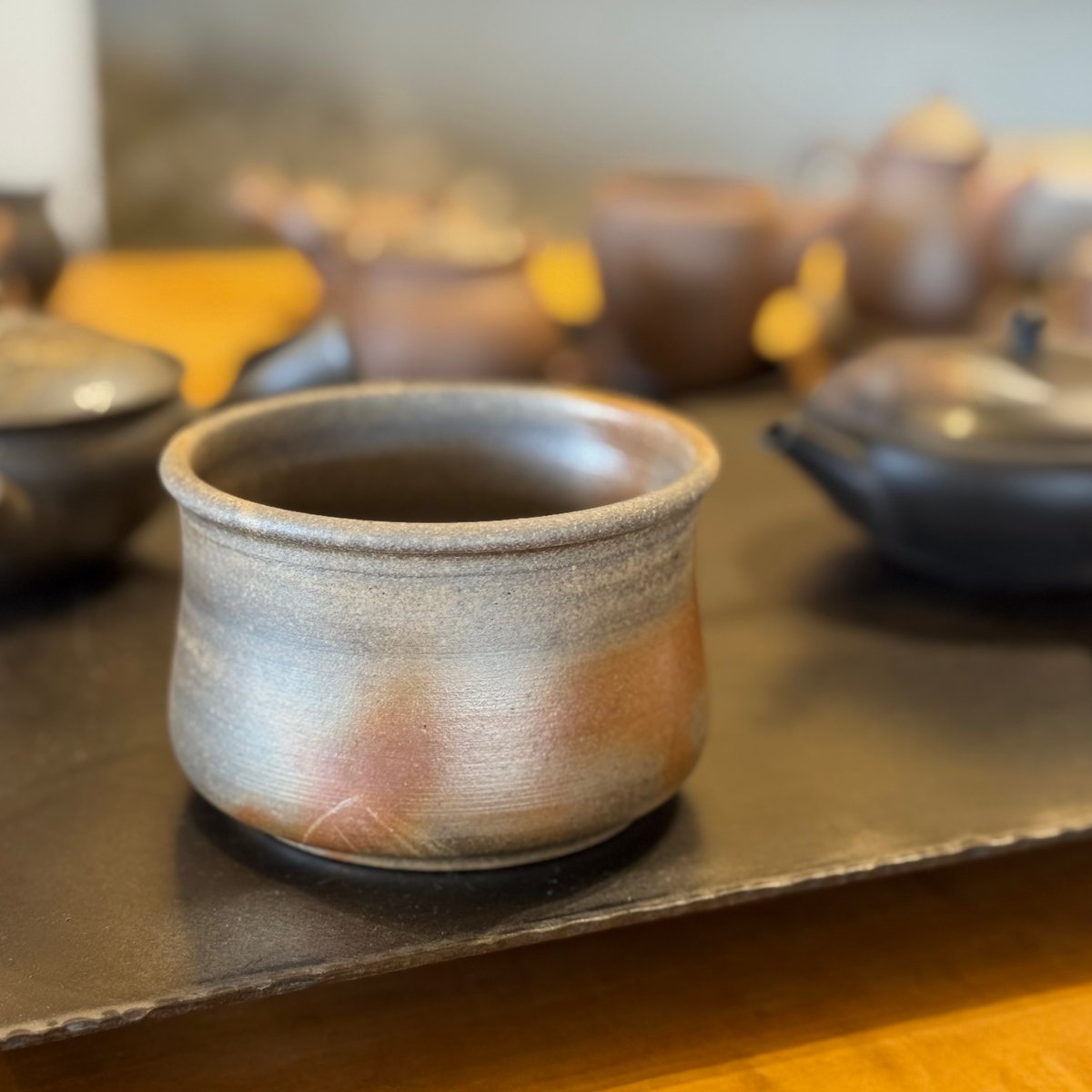 美しい青水野陽景　焼締藻掛 平袋小茶注　急須 水野陽景 Yokei Mizuno 窯変焼締 緋襷 煎茶建水 ST1227 | TOKO