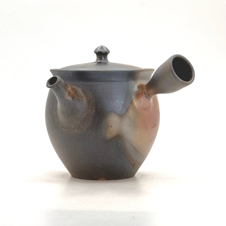 水野陽景 Yokei Mizuno  炭化窯変 緋襷柿型 小茶注　ST1198