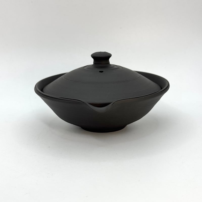 村越風月 Fugetsu Murakoshi 黒窯変茶器(絞り出し) 木箱付 ST1212 |
