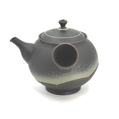 鯉江廣 Hiroshi Koie  緑波紋 茶注(高台丸) 木箱入　ST1387