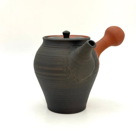 北條 Hokujo 朱泥窯変 茶注 (木箱付)　ST1210