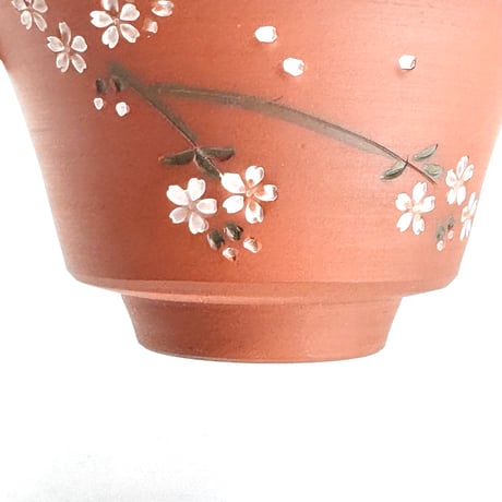 都築青峰 Seiho Tsuzuki 朱泥 桜 蓋碗　ST1382