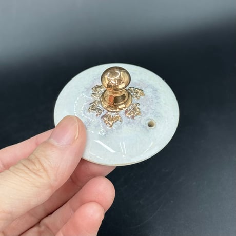 丹下悦子 Etsuko Tange 白桃釉 金彩 後手急須　ST1358