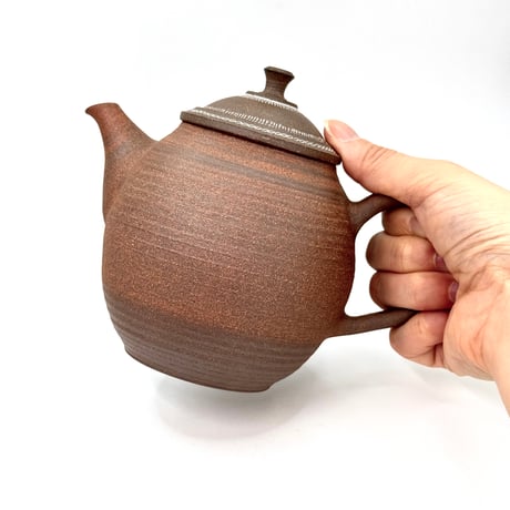 小北條 Kohokujo 焼締 象嵌印籠蓋 後手急須　ST1295