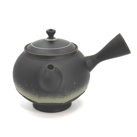鯉江廣 Hiroshi Koie  緑波紋 茶注(高台丸) 木箱入　ST1387
