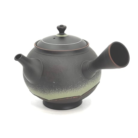 鯉江廣 Hiroshi Koie  緑波紋 茶注(高台丸) 木箱入　ST1387