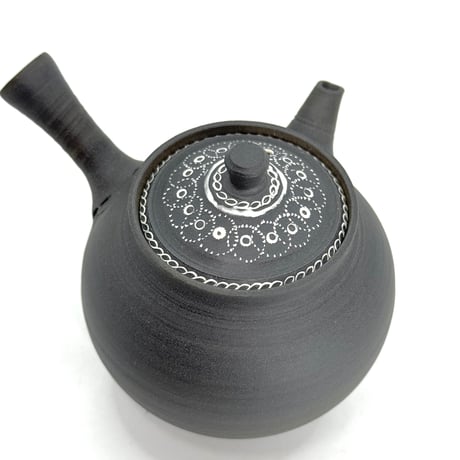 小北條 Kohokujo 黒 象嵌急須 (本朱泥炭化)　ST1374
