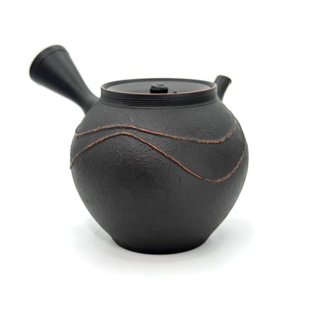 鯉江廣 Hiroshi Koie  窯変 黒波朱紋 茶注 木箱入　ST1209