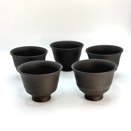 村越風月 Fugetsu Murakoshi 黒窯変茶器(絞り出し) 木箱付　ST1212