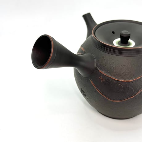 鯉江廣 Hiroshi Koie  窯変 黒波朱紋 茶注 木箱入　ST1209