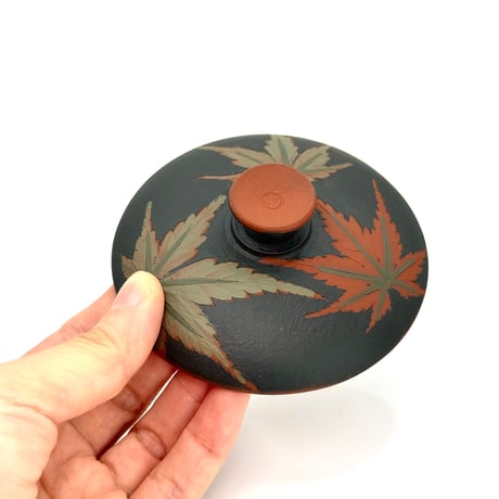 都築青峰 Seiho Tsuzuki 紅葉 蓋碗 朱　ST1332