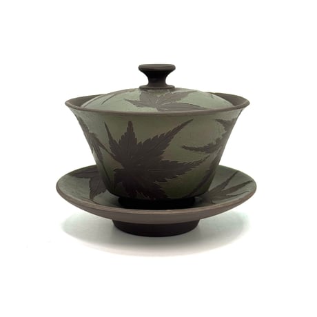 都築青峰 Seiho Tsuzuki 紅葉 蓋碗 黒　ST1333
