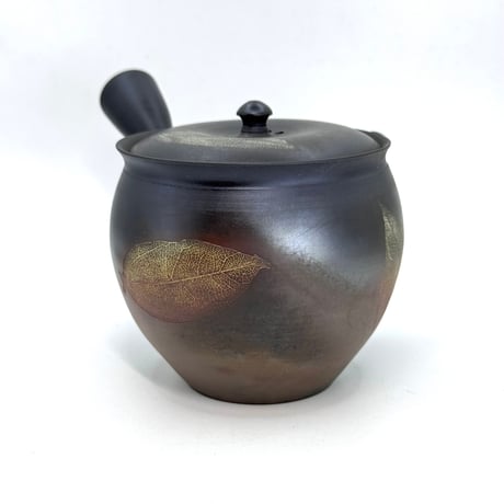 水野陽景 Yokei Mizuno  火窯変 白木ノ葉紋 茶注(柿型 大) 　ST1283