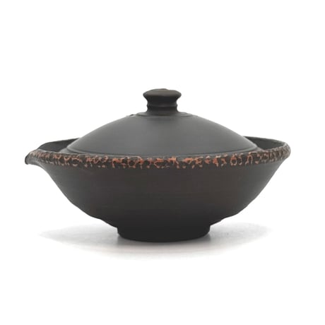 村越風月 Fugetsu Murakoshi 打出し黒 絞り出し 木箱付　ST1276