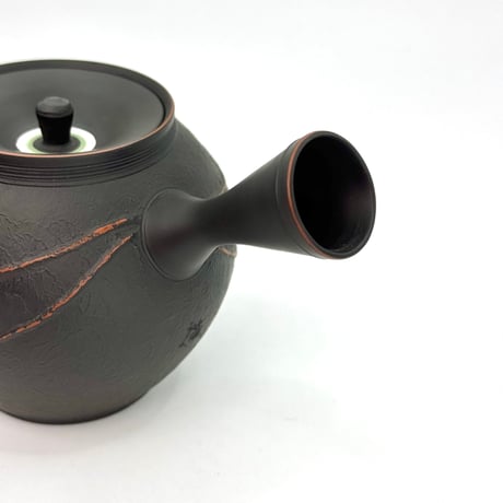 鯉江廣 Hiroshi Koie  窯変 黒波朱紋 茶注 木箱入　ST1209