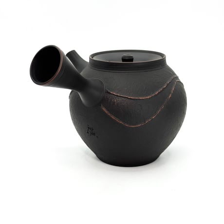 鯉江廣 Hiroshi Koie  窯変 黒波朱紋 茶注 木箱入　ST1209