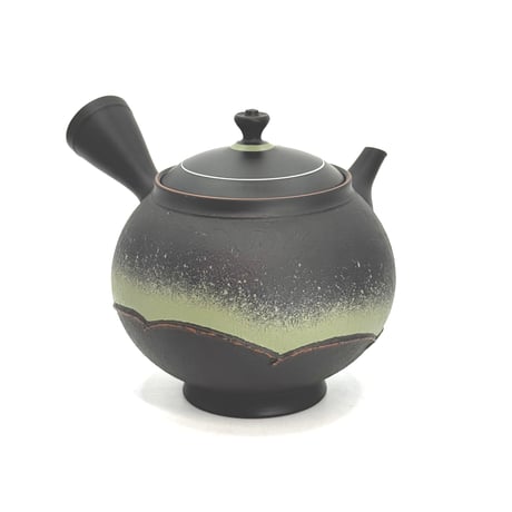 鯉江廣 Hiroshi Koie  緑波紋 茶注(高台丸) 木箱入　ST1387