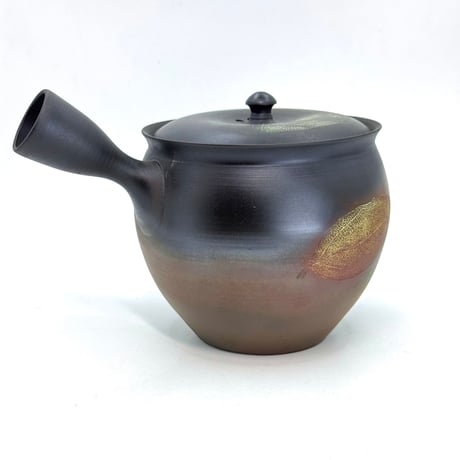 水野陽景 Yokei Mizuno  火窯変 白木ノ葉紋 茶注(柿型 大) 　ST1283