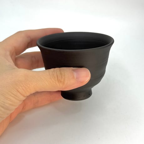 村越風月 Fugetsu Murakoshi 黒窯変茶器(絞り出し) 木箱付　ST1212