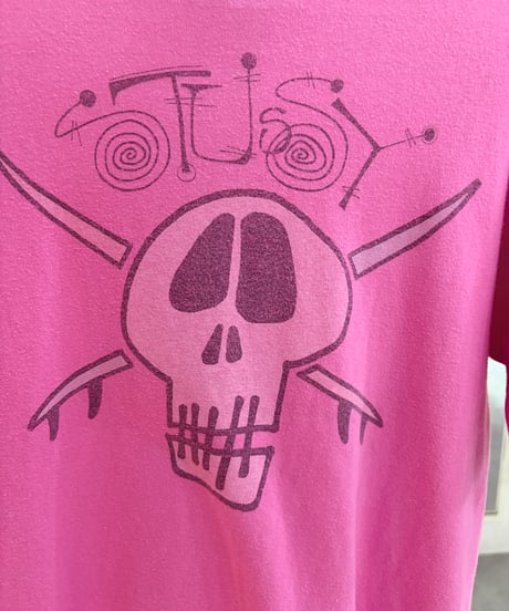 00s STUSSY skull pink tee