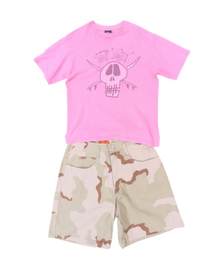 00s STUSSY skull pink tee