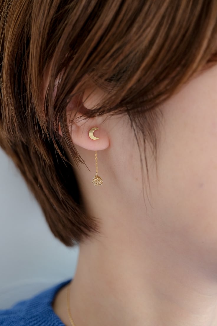 たぁ(ฅ✧ω✧ฅ)♦︎14kgfデンドリックアゲートピアス/イヤリング Tsuki x Crochet back catch pierce | AURA