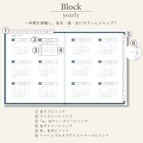 2027年1月始まりしごと手帳[月曜始まり／週：バーチカル／日：１DAY／色：ネイビー]