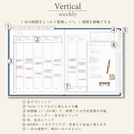 2027年1月始まりしごと手帳[月曜始まり／週：バーチカル／日：１DAY／色：ネイビー]