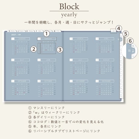 2027年1月始まりPREMIUM PLANNER[日曜始まり／週：ブロック／日：１DAY／色：ブルーグレー]