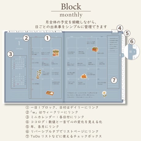 2027年1月始まりPREMIUM PLANNER[日曜始まり／週：ブロック／日：１DAY／色：ブルーグレー]