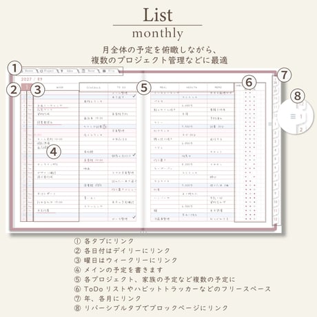 2027年1月始まりしごと手帳[日曜始まり／週：レフト／日：２DAY／色：サクラ]
