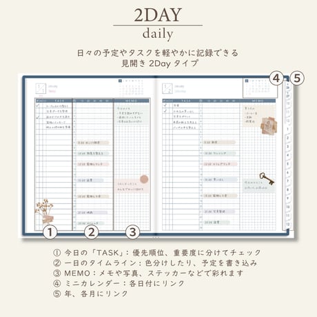 2027年1月始まりスケジュールプランナー[日曜始まり／週：バーチカル／日：２DAY／色：ネイビー]