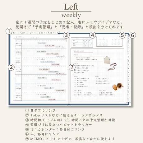 2027年1月始まりしごと手帳[月曜始まり／週：レフト／日：１DAY／色：ネイビー]
