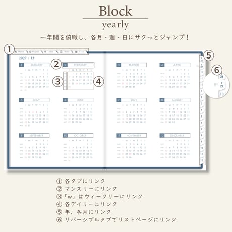 2027年1月始まりしごと手帳[日曜始まり／週：レフト／日：１DAY／色：ネイビー]