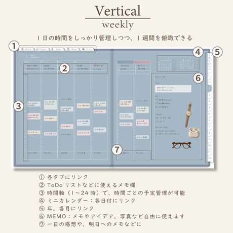 2027年1月始まりしごと手帳[月曜始まり／週：バーチカル／日：１DAY／色：ブルーグレー]